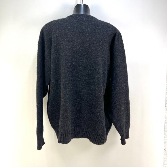 Lands' End Scottish Wool Argyle Crewneck Sweater Vintage Pullover Gray - Picture 5 of 5